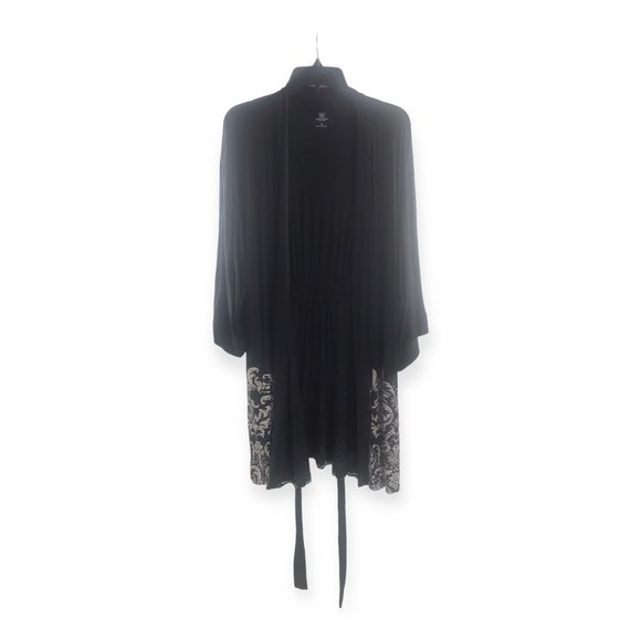 NEW! International Concepts Intimates Short Robe Wmns Sz M Black White Paisley - Picture 1 of 5